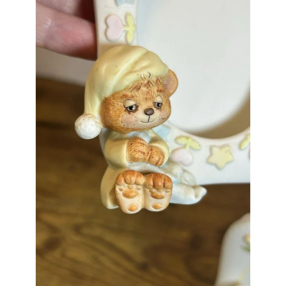 Vintage Enesco Morehead Teddy Beddy Bear Lil Fur Bunting Baby Photo Frames Set 2